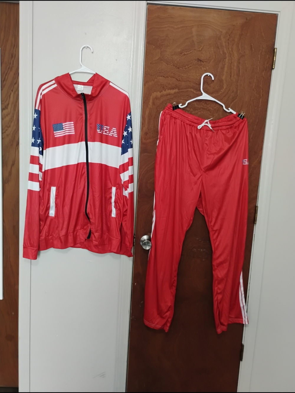 Red USA Flag Track Jacket & Pants Set Size 2XL
